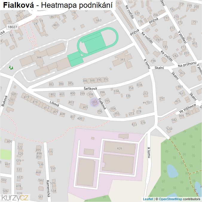 Mapa Fialková - Firmy v ulici.