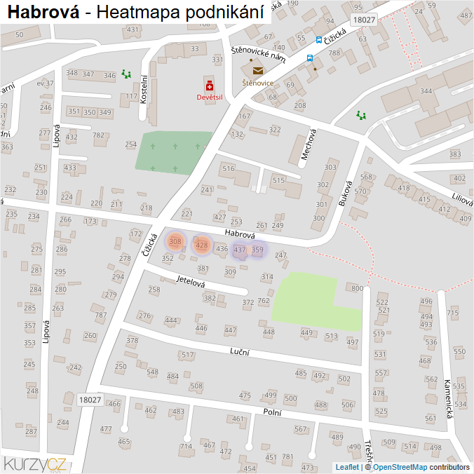 Mapa Habrová - Firmy v ulici.