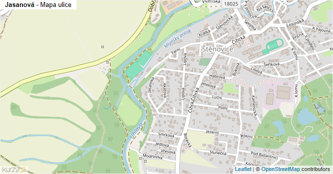 Jasanová - mapa ulice