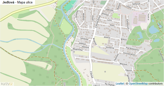 Jedlová - mapa ulice