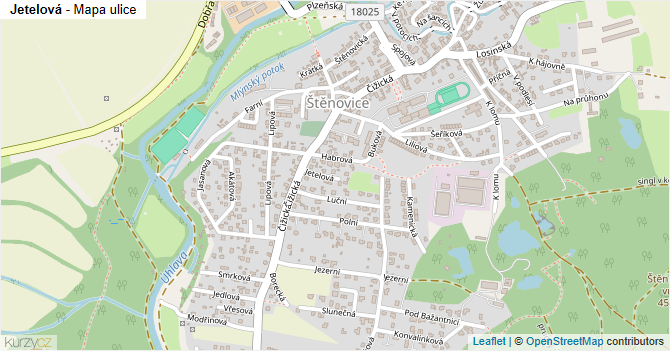 Jetelová - mapa ulice