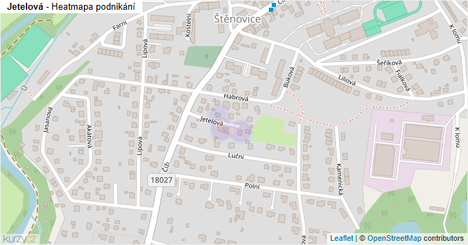 Jetelová - mapa podnikání