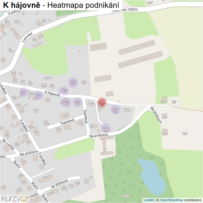 Mapa K hájovně - Firmy v ulici.