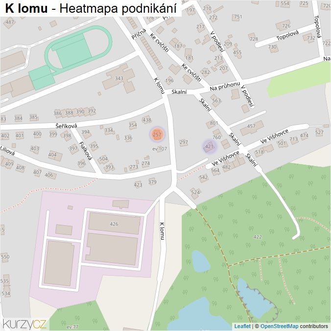 Mapa K lomu - Firmy v ulici.