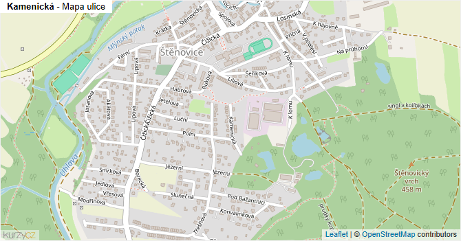 Kamenická - mapa ulice