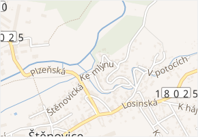 Ke mlýnu v obci Štěnovice - mapa ulice
