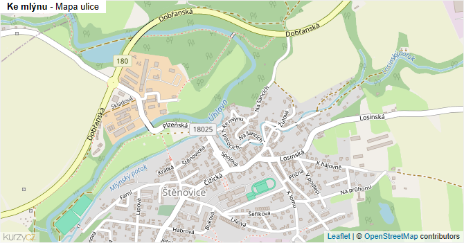 Ke mlýnu - mapa ulice