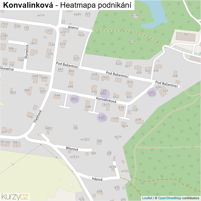 Mapa Konvalinková - Firmy v ulici.