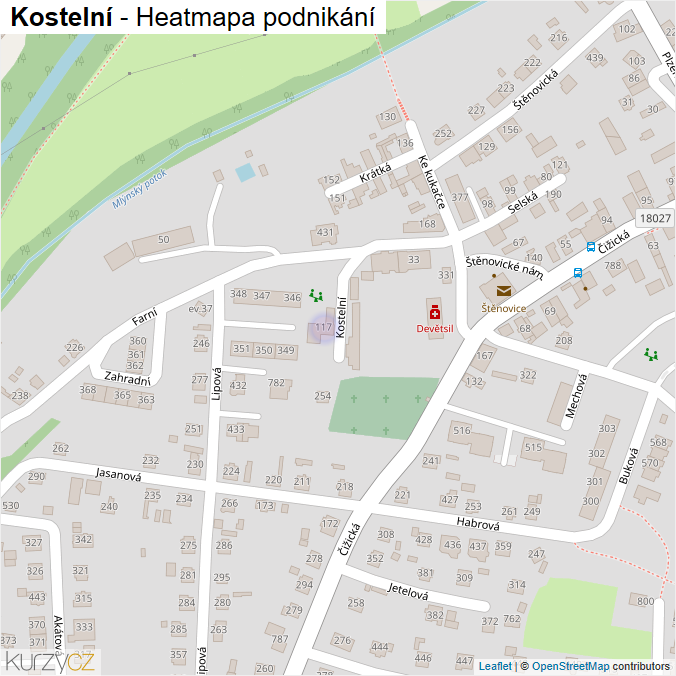Mapa Kostelní - Firmy v ulici.