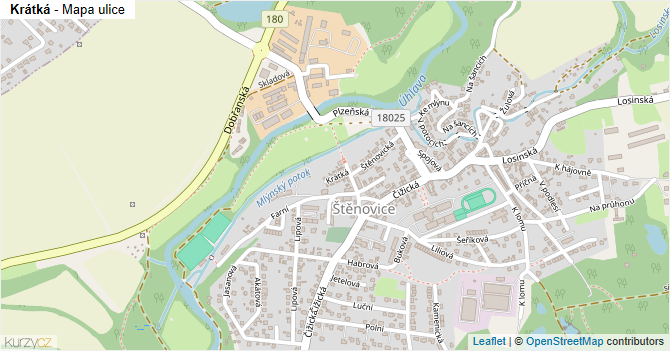 Krátká - mapa ulice