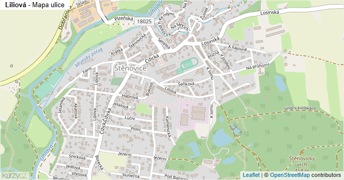 Liliová - mapa ulice