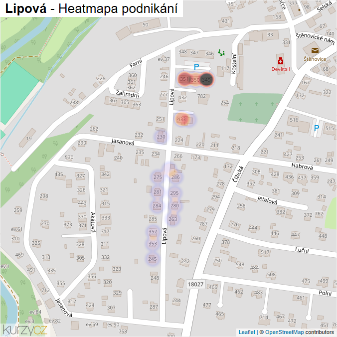 Mapa Lipová - Firmy v ulici.