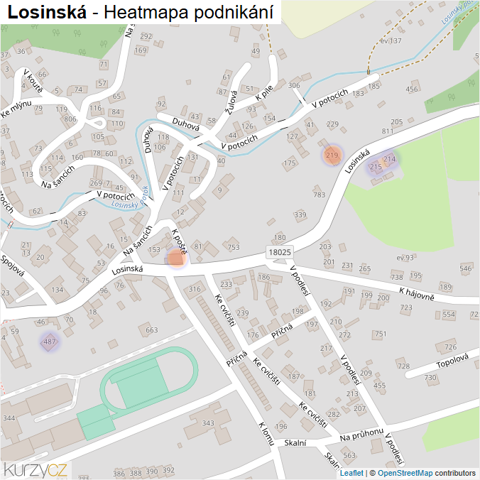 Mapa Losinská - Firmy v ulici.