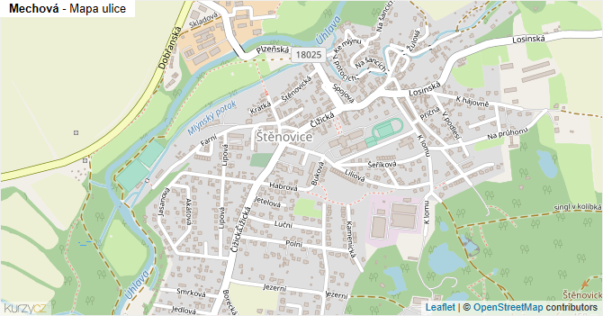 Mechová - mapa ulice
