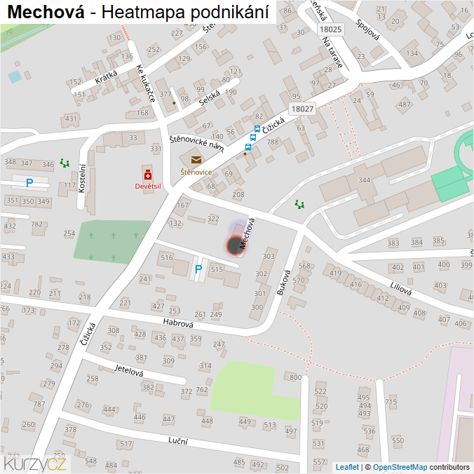 Mapa Mechová - Firmy v ulici.