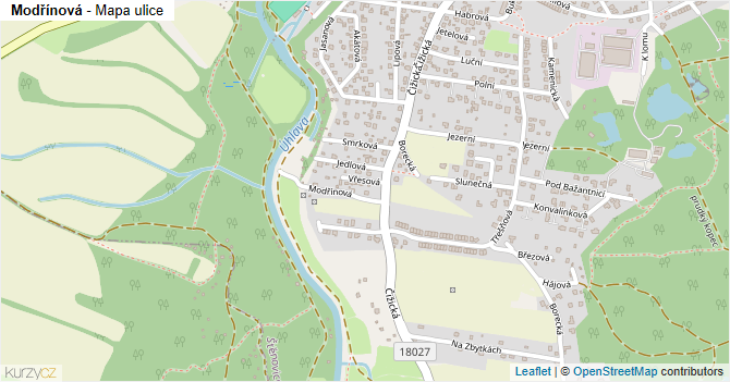 Modřínová - mapa ulice