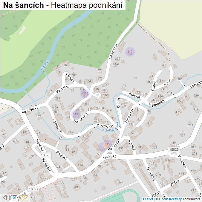 Mapa Na šancích - Firmy v ulici.