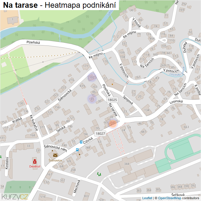 Mapa Na tarase - Firmy v ulici.
