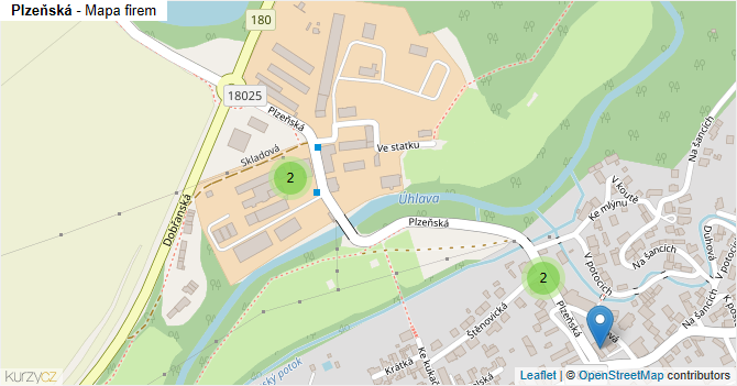Plzeňská - mapa firem