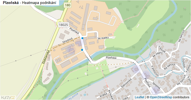 Plzeňská - mapa podnikání