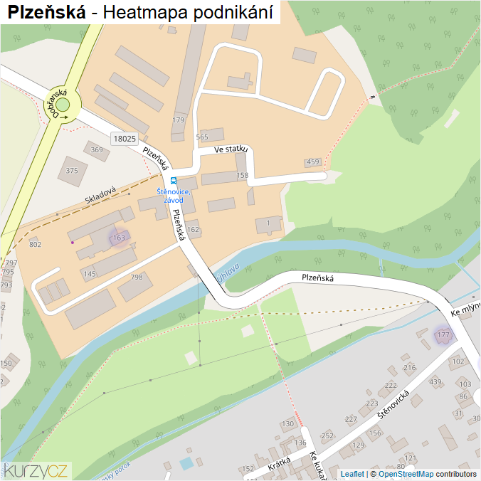 Mapa Plzeňská - Firmy v ulici.