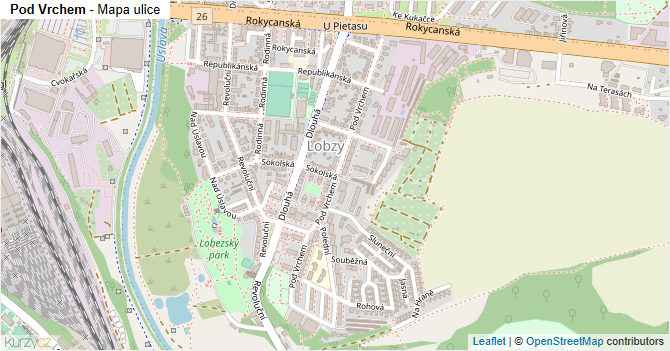 Pod Vrchem - mapa ulice