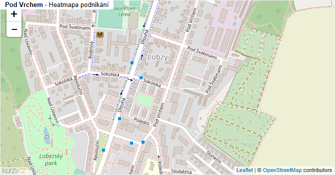 Pod Vrchem - mapa podnikání