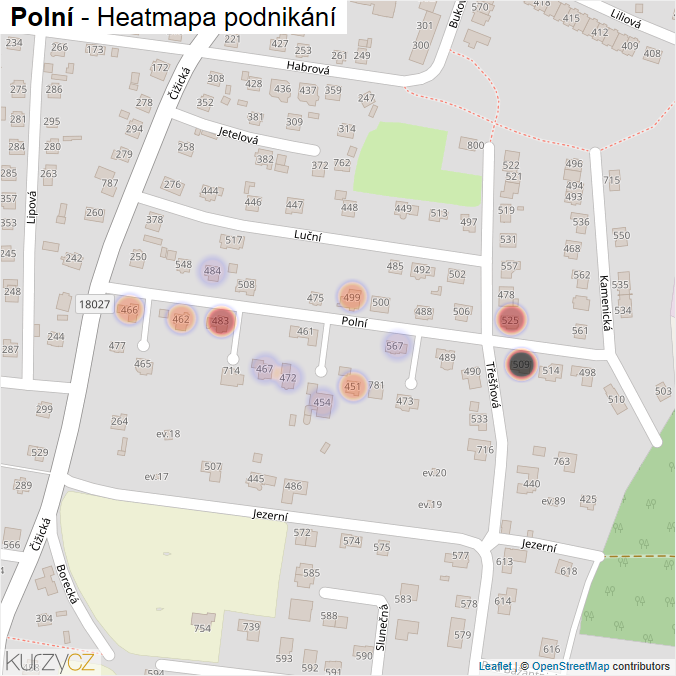 Mapa Polní - Firmy v ulici.