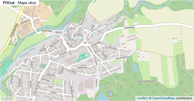 Příčná - mapa ulice