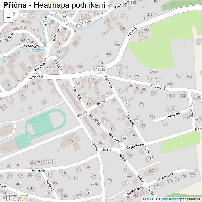 Mapa Příčná - Firmy v ulici.