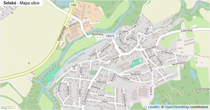 Selská - mapa ulice