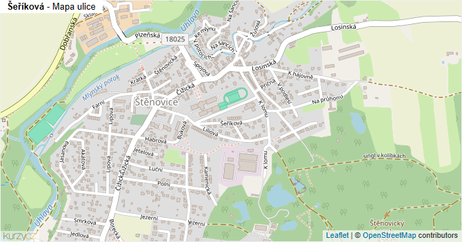 Šeříková - mapa ulice