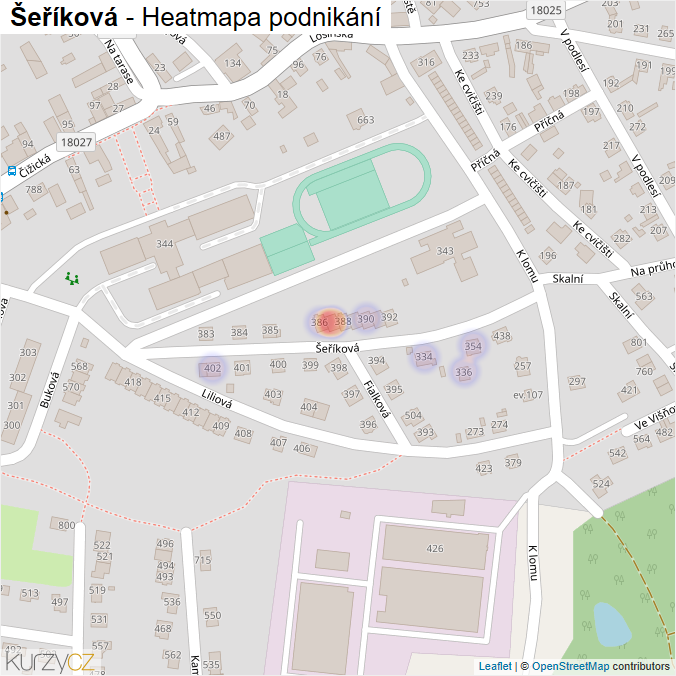 Mapa Šeříková - Firmy v ulici.