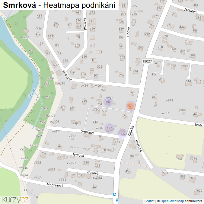 Mapa Smrková - Firmy v ulici.