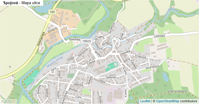 Spojová - mapa ulice