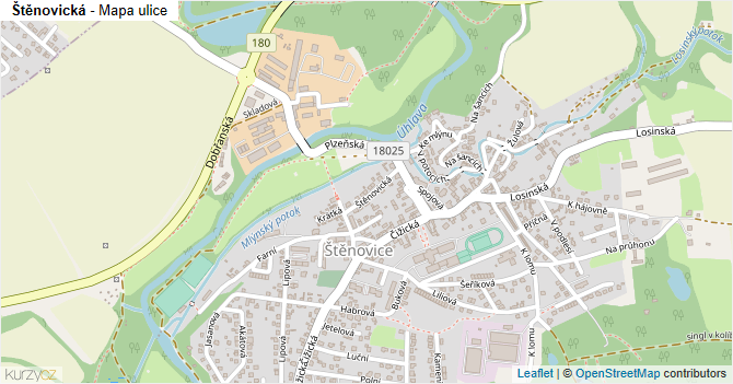 Štěnovická - mapa ulice