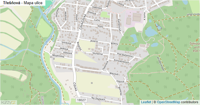 Třešňová - mapa ulice