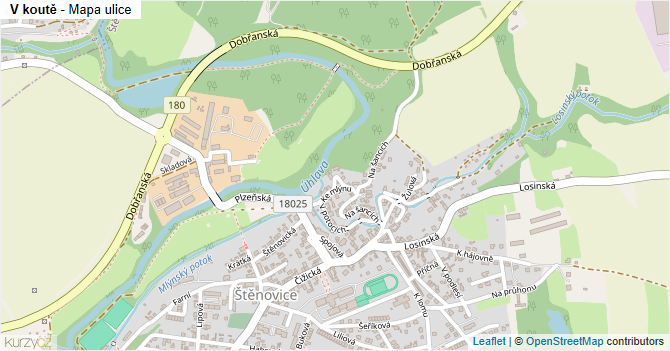 V koutě - mapa ulice