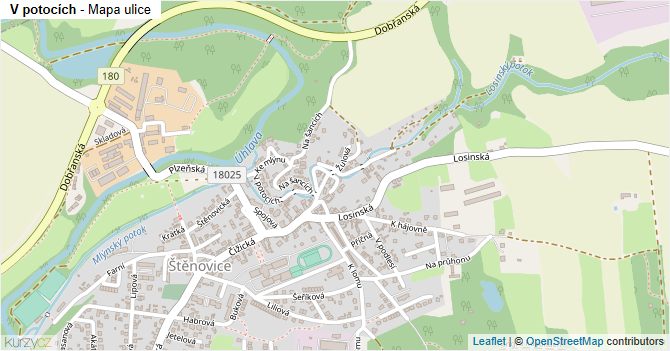 V potocích - mapa ulice