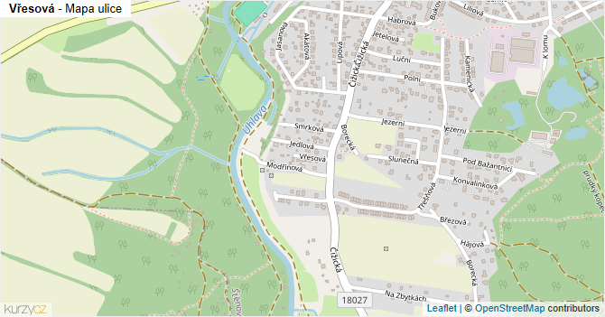 Vřesová - mapa ulice