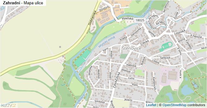 Zahradní - mapa ulice