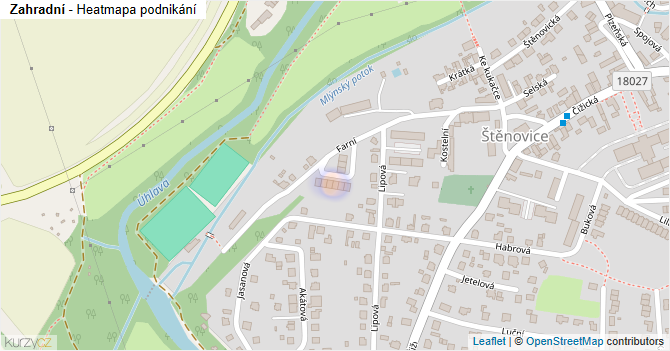 Zahradní - mapa podnikání