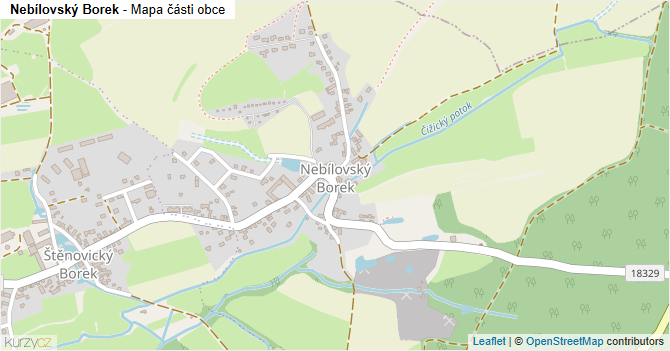 Nebílovský Borek - mapa části obce