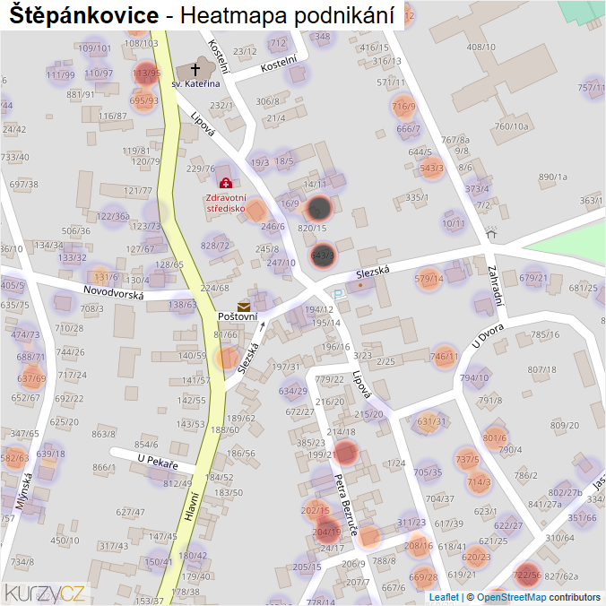 Mapa Štěpánkovice - Firmy v obci.