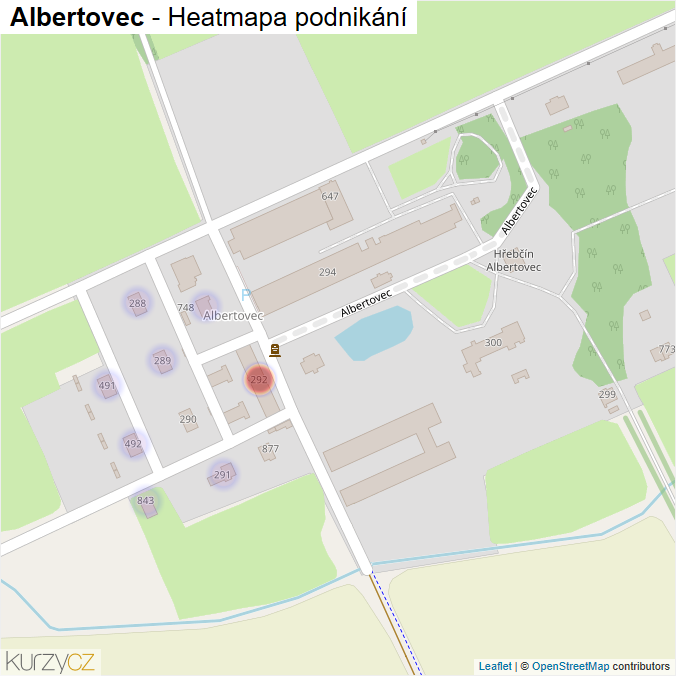 Mapa Albertovec - Firmy v ulici.