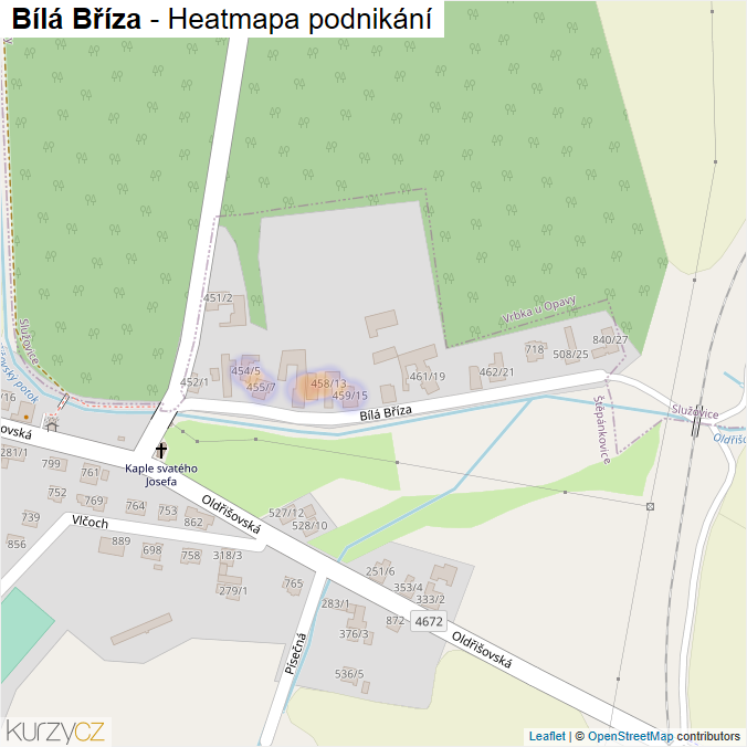 Mapa Bílá Bříza - Firmy v ulici.