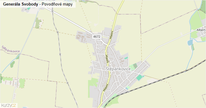 Generála Svobody - záplavové mapy stoleté vody