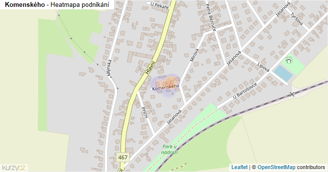 Komenského - mapa podnikání
