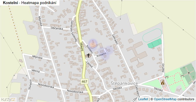 Kostelní - mapa podnikání
