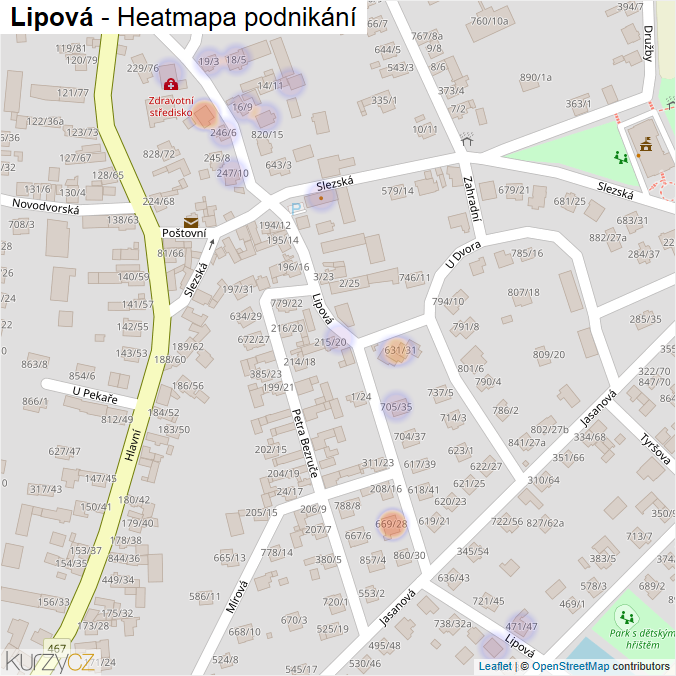 Mapa Lipová - Firmy v ulici.